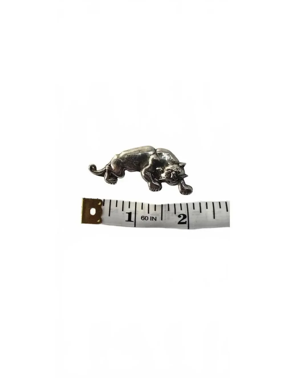 Vintage Silver Tone Panther Brooch Pin